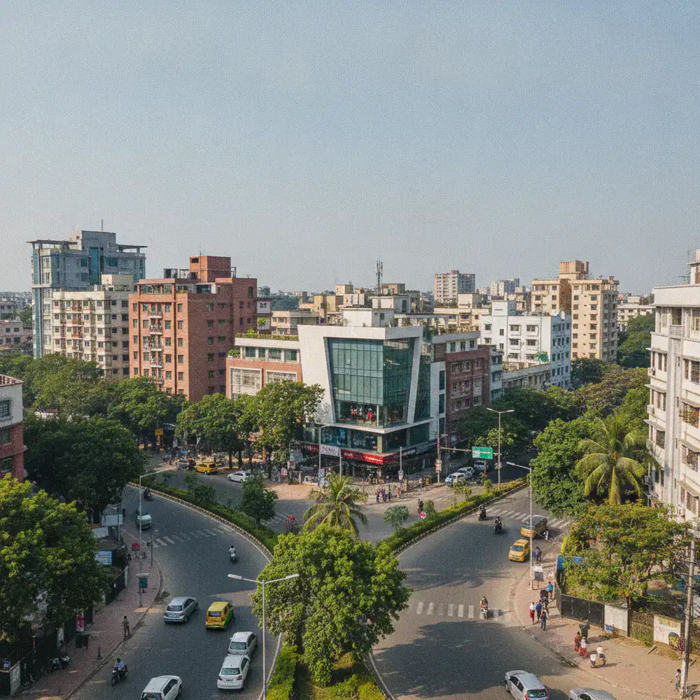 View of the Dhanmondi neighborhood in Dhaka where the store is located